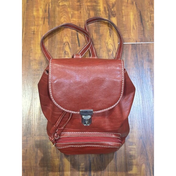 Tornabuoni Made in Italy Designer Red Leather Handbag Bag Backpack EUC main image 8